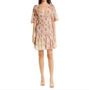 By Timo Floral Smocked Chiffon Mini Dress